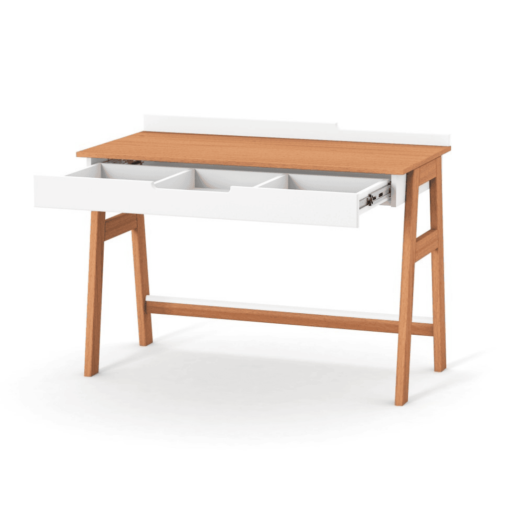 Dětský psací stůl Lussi Gekko Kids, Bílá / Přírodní Buk